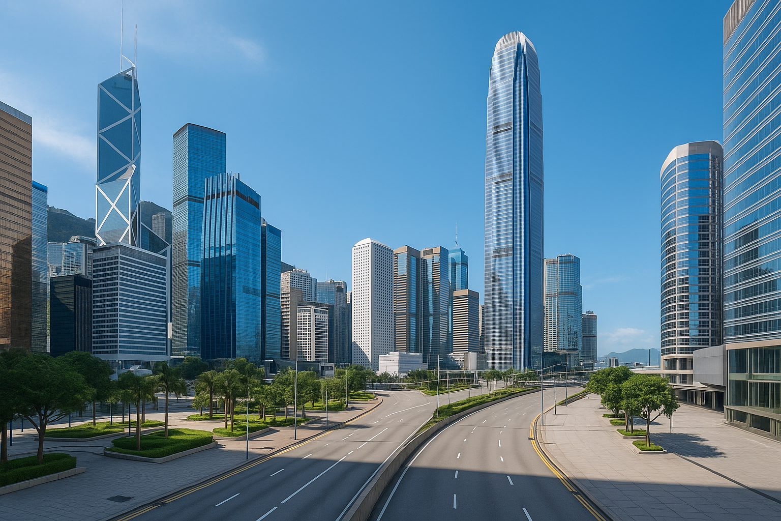 day light of hong kong city, office vibe , without people